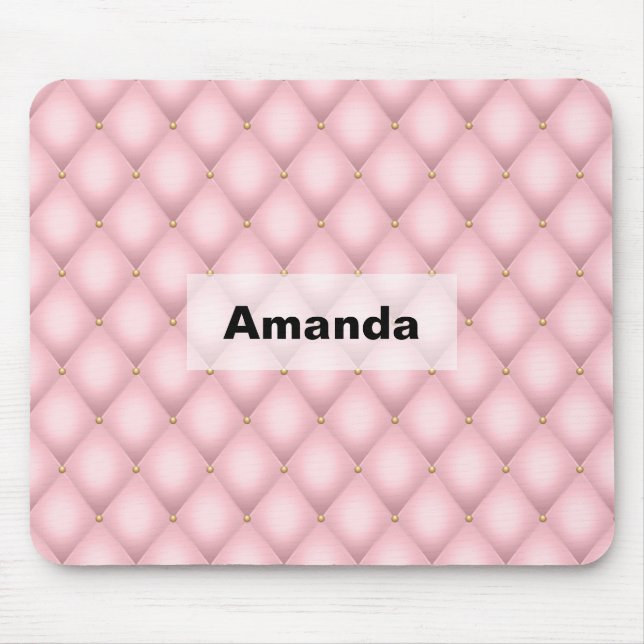 Luxury Pink Tufted Diamond Pattern Mouse Pad (Front)