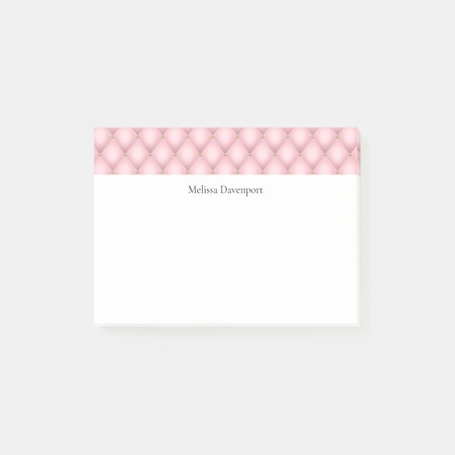 Luxury Pink Tufted Diamond Pattern Post-it Notes (Front)