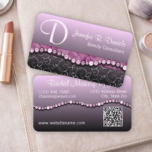 Luxury Pink Violet Beauty & Bridal Makeup Artist Business Card