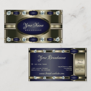 Luxury Platinum and Blue Colours with Faux Diamond Business Card