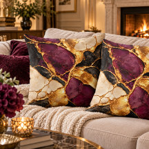 Luxury Plum Black Gold Kintsugi Marble Art