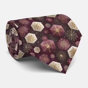 Luxury Plum Christmas Ornament Snowflake Pattern Tie