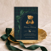 Luxury Polo Plaid Teddy Bear Boy Baby Shower