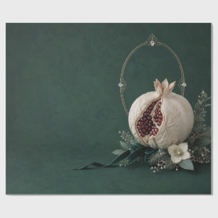 Luxury Pomegranate Emerald Christmas Wrapping Pape Paper