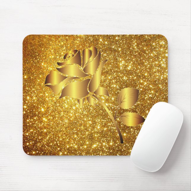 Luxury Popular Floral Gold Glitter Gift Mouse Pad (With Mouse)