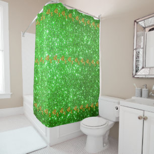 Luxury Popular Floral Green Gold Glitter