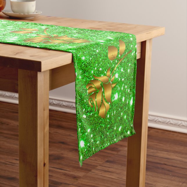 Luxury Popular Gift Floral Gold Glitter Medium Table Runner (In Situ)