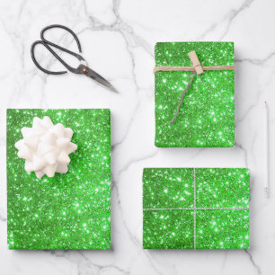 Luxury Popular Gift Green Gold Glitter Wrapping Paper Sheet
