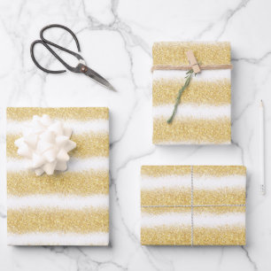 Luxury Popular Gift  White Gold Glitter Wrapping Paper Sheet