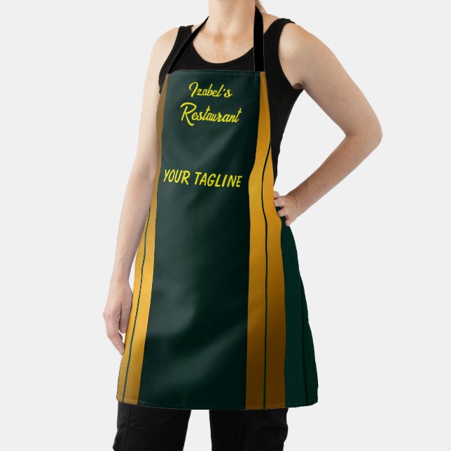 Luxury Popular Green Gold Linen Texture Collection Apron (Insitu)
