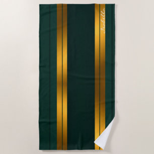 Luxury Popular Green Gold Linen Texture Collection Beach Towel