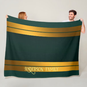 Luxury Popular Green Gold Linen Texture Collection Fleece Blanket