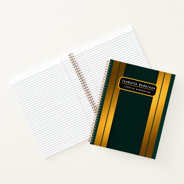 Luxury Popular Green Gold Linen Texture Collection Notebook (Inside)