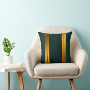 Luxury Popular Green Gold Linen Texture Collection Throw Pillow