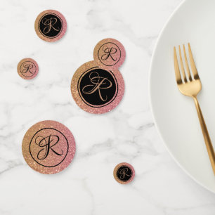 Luxury Precious Gold Pink Glitter Monogram Confetti