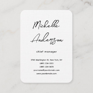 Luxury Premium Linen Black & White Plain Classical Business Card