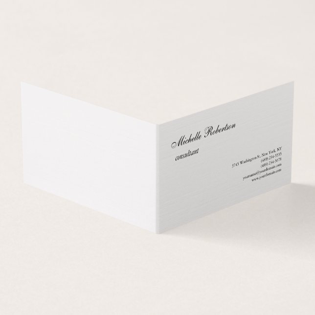 Luxury Premium Linen Black White Plain Minimalist Business Card (Outside)