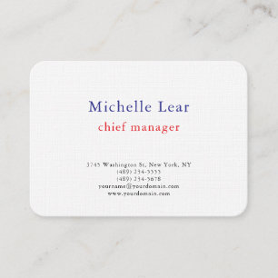 Luxury Premium Linen Blue Red White Plain Classic Business Card