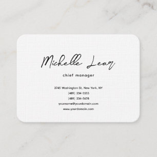 Luxury Premium Linen Blue & White Plain Classical Business Card