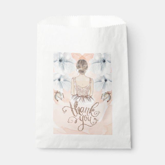 Luxury Princess Birthday Party Beige glitter Favour Bag (Front)