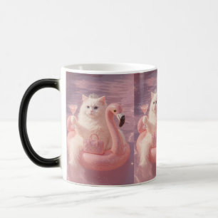 Luxury Princess Cat on Pink Flamingo Pool Float Magic Mug