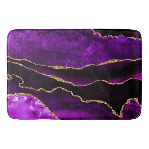 Luxury Purple and Gold Glitter Agate Bath Mat