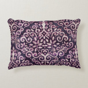 Luxury purple and tan damask seamless pattern accent pillow