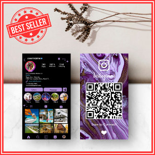 Luxury Purple & Black QR Business Card