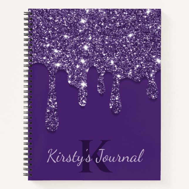 Luxury Purple Driple Parties scintillant Journal (Devant)