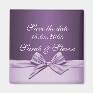 Luxury Purple Elegant Ribbon Save the date Magnet