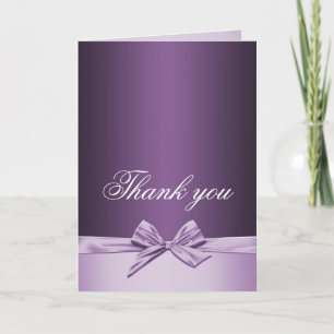 Luxury Purple Elegant Ribbon Thank you card