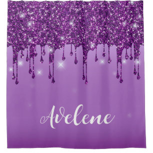Luxury Purple Glitter Drips Monogram