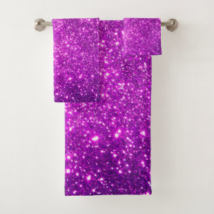 Luxury Purple Gold Glitter Bath Towel Set