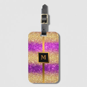 Luxury Purple Gold Glitter Luggage Tag