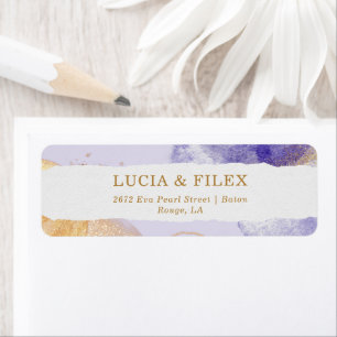 Luxury Purple & Golden Abstrait Return Adresse