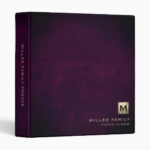 Luxury Purple Leather Monogram Photo Album Binder
