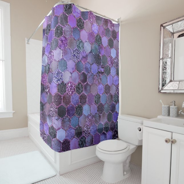 Luxury Purple Metal Foil Glitter honeycomb pattern (In Situ)