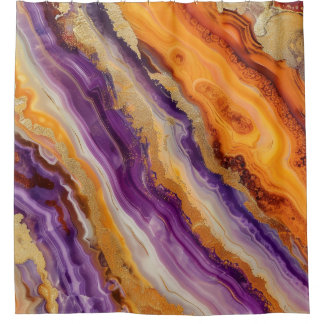 Luxury Purple Orange Agate Gold Glitter Waves