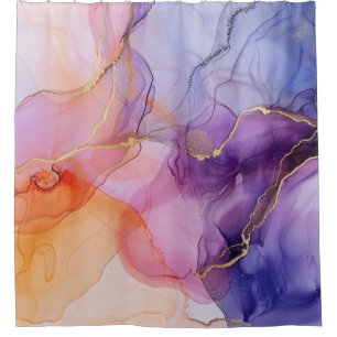Luxury Purple Pink Alcohol Ink Gold Agate