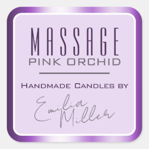 Luxury Purple Plum Ombre Signature Text Candles Square Sticker