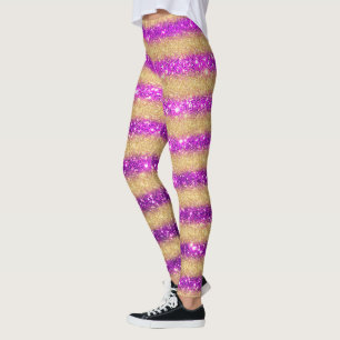 Luxury Purple Popular Gift Gold Glitter Leggings