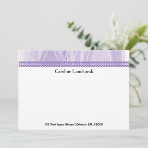 Luxury Purple Silk Pearls Custom Name, Address Card