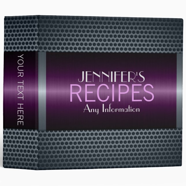 Luxury Purple Stainless Steel Metal Look #2 Binder (Front/Spine)