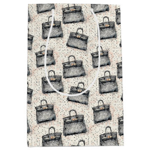 Luxury Python Handbag Pattern on Blush Speckle Bac Medium Gift Bag