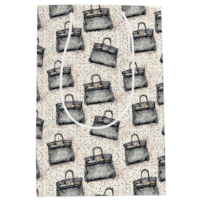 Luxury Python Handbag Pattern on Blush Speckle Bac Medium Gift Bag (Front)