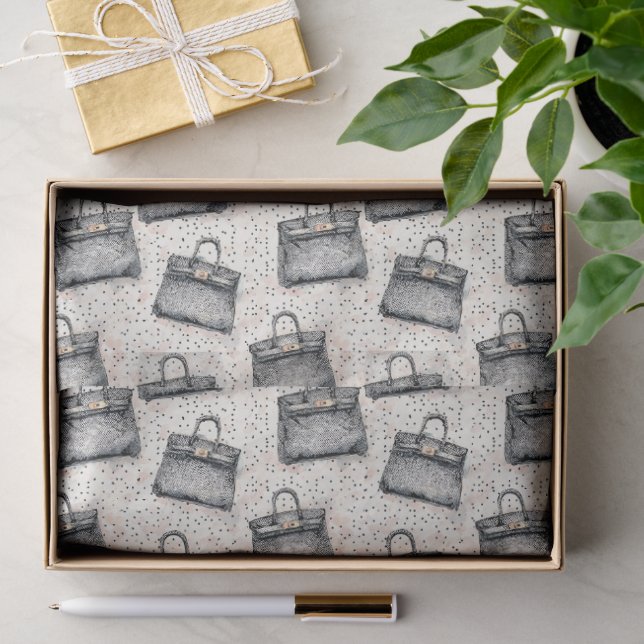 Luxury Python Handbag Pattern on Blush Speckle Bac Tissue Paper (Gift)