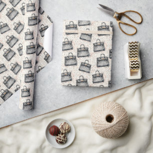 Luxury Python Handbag Pattern on Blush Speckle Bac Wrapping Paper