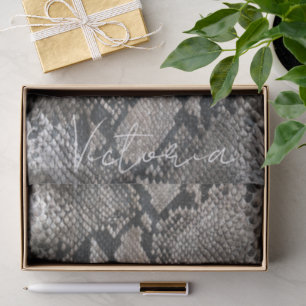 Luxury Python Snake Skin Rich Elegant Custom Name Tissue Paper