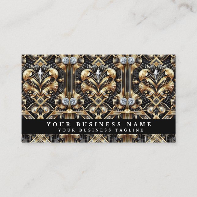 Luxury QR Code Art Deco Business Cards (Front)