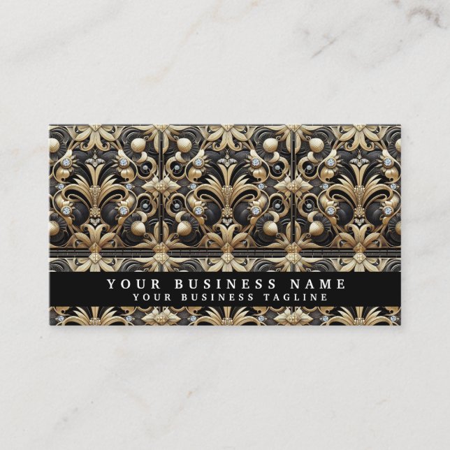 Luxury QR Code Art Deco Business Cards (Front)